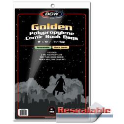 RESEALABLE GOLDEN COMIC BAGS - THICK