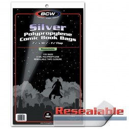 RESEALABLE SILVER COMIC BAGS