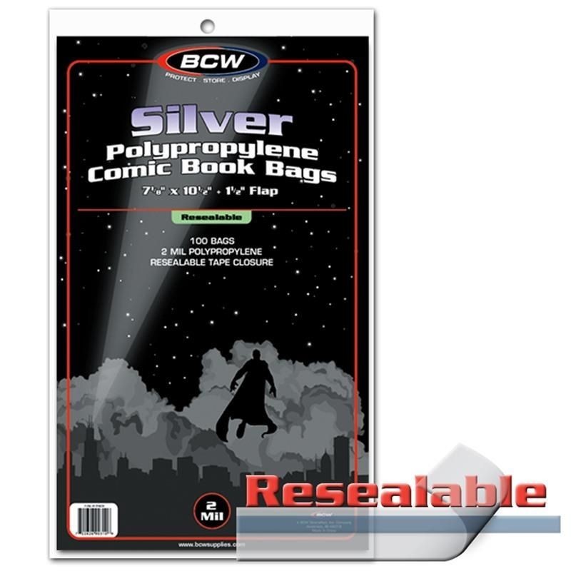 RESEALABLE SILVER COMIC BAGS